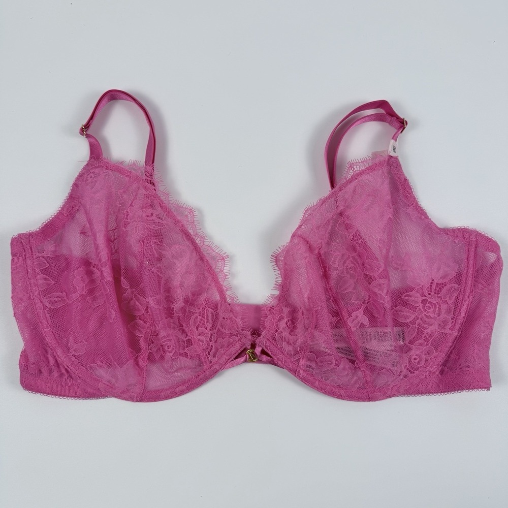 Victoria's Secret Very Sexy Pink Lace Unlined Low-Cut Demi Underwire Bra 38DD